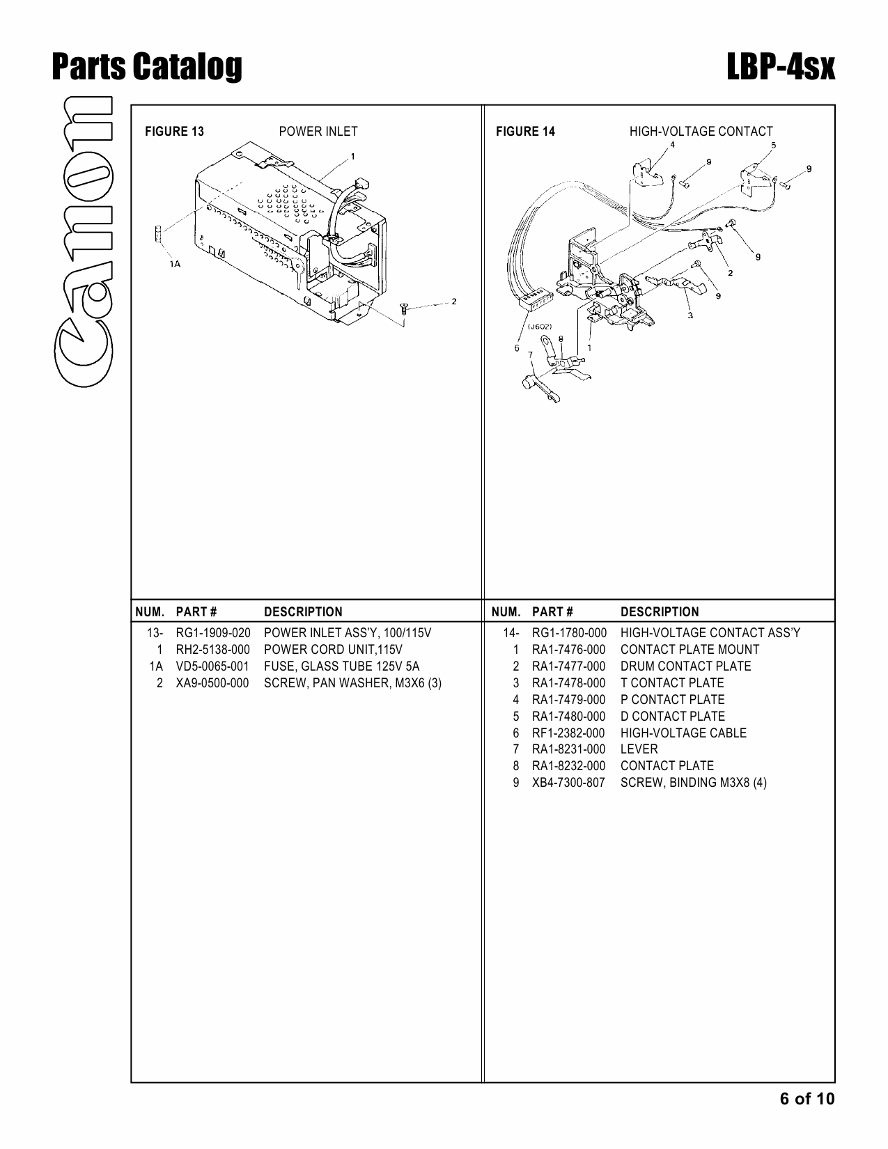 Canon imageCLASS LBP-4sx Parts Catalog Manual-6